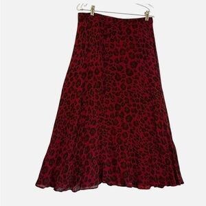 Midi / Maxi Georgette Skirt Reversible Leopard to Floral Print Lg